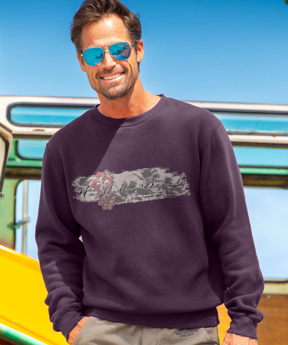 Hibiscus Surf - Blackberry Dyed Long Sleeve Sweatshirt