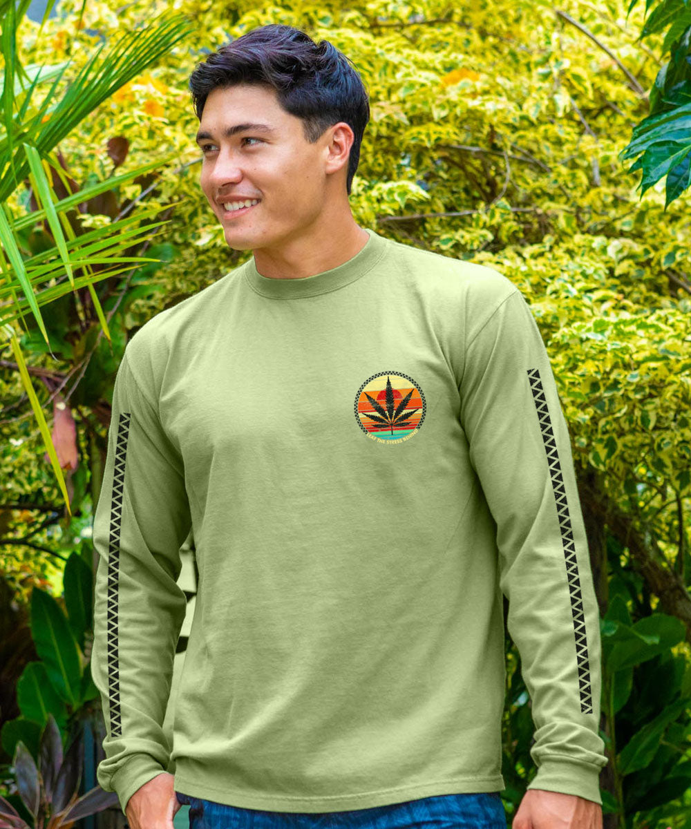 Leaf The Stress Behind - Hemp Dyed Long Sleeve Crewneck T-Shirt