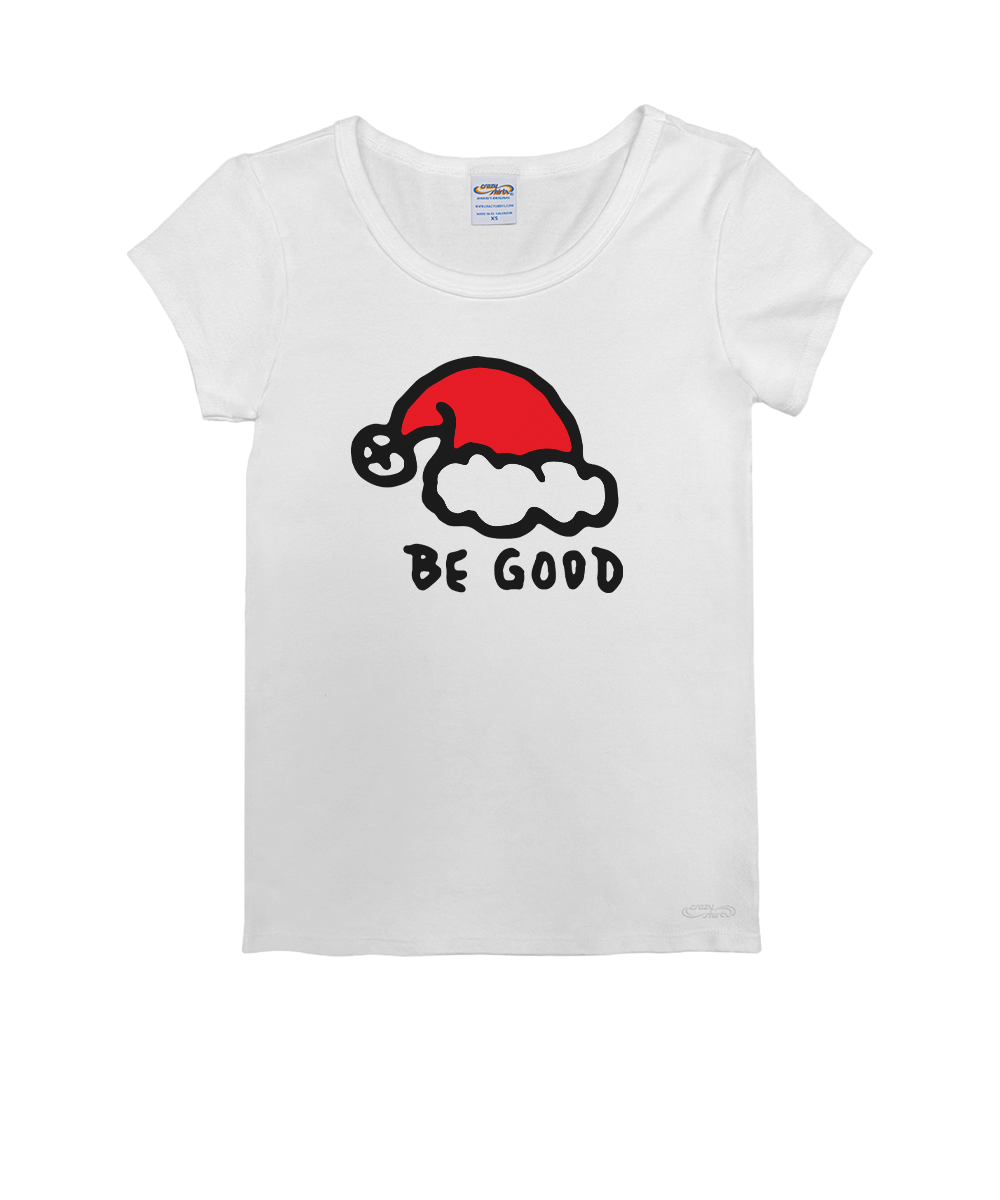 Santa Hat - White Short Sleeve Rib Knit T-Shirt