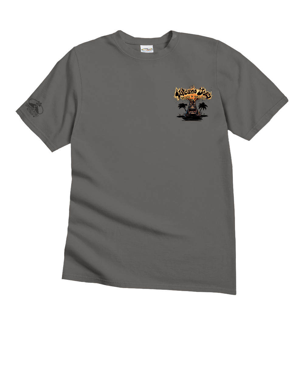 Gray t-shirt with a graphic design on a white background View 4