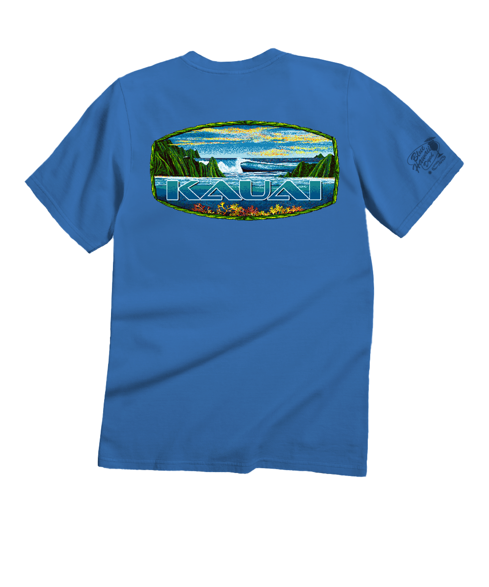 Kauai Scenic - Blue Hawaii Dyed Short Sleeve Crewneck T-Shirt