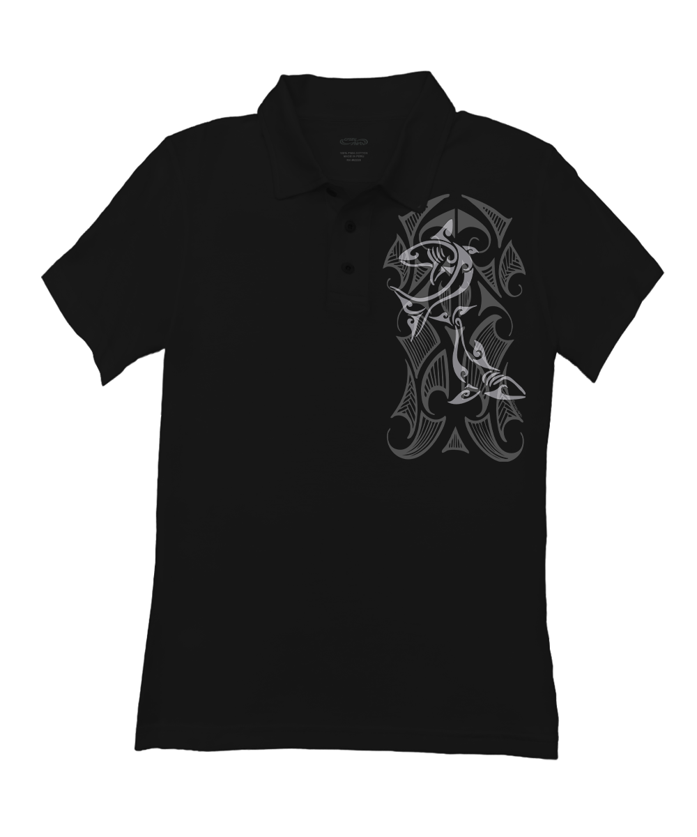 Shark Fest - Jet Black Short Sleeve Pima Polo