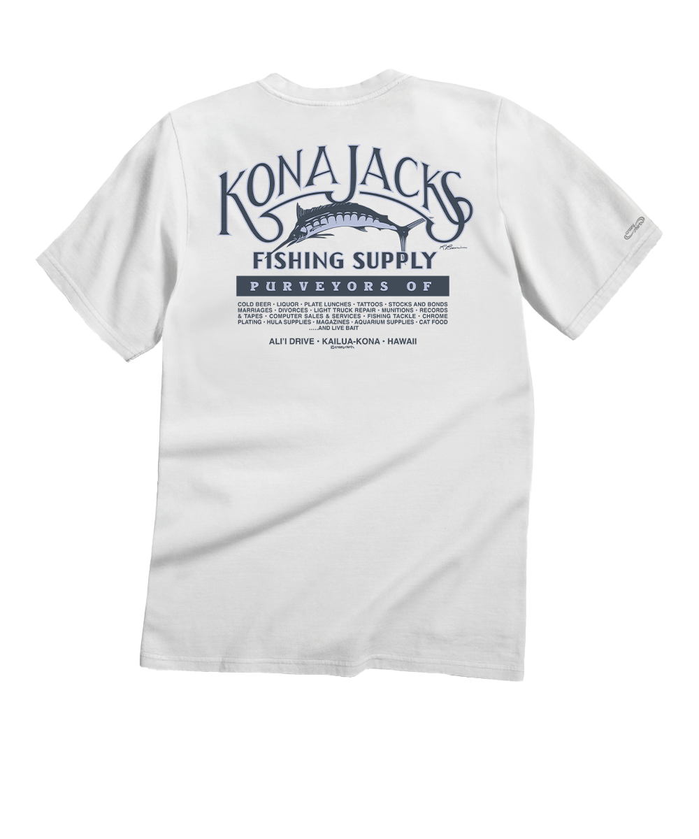Kona Jacks T-Shirt | Men's White Short-Sleeve Crewneck
