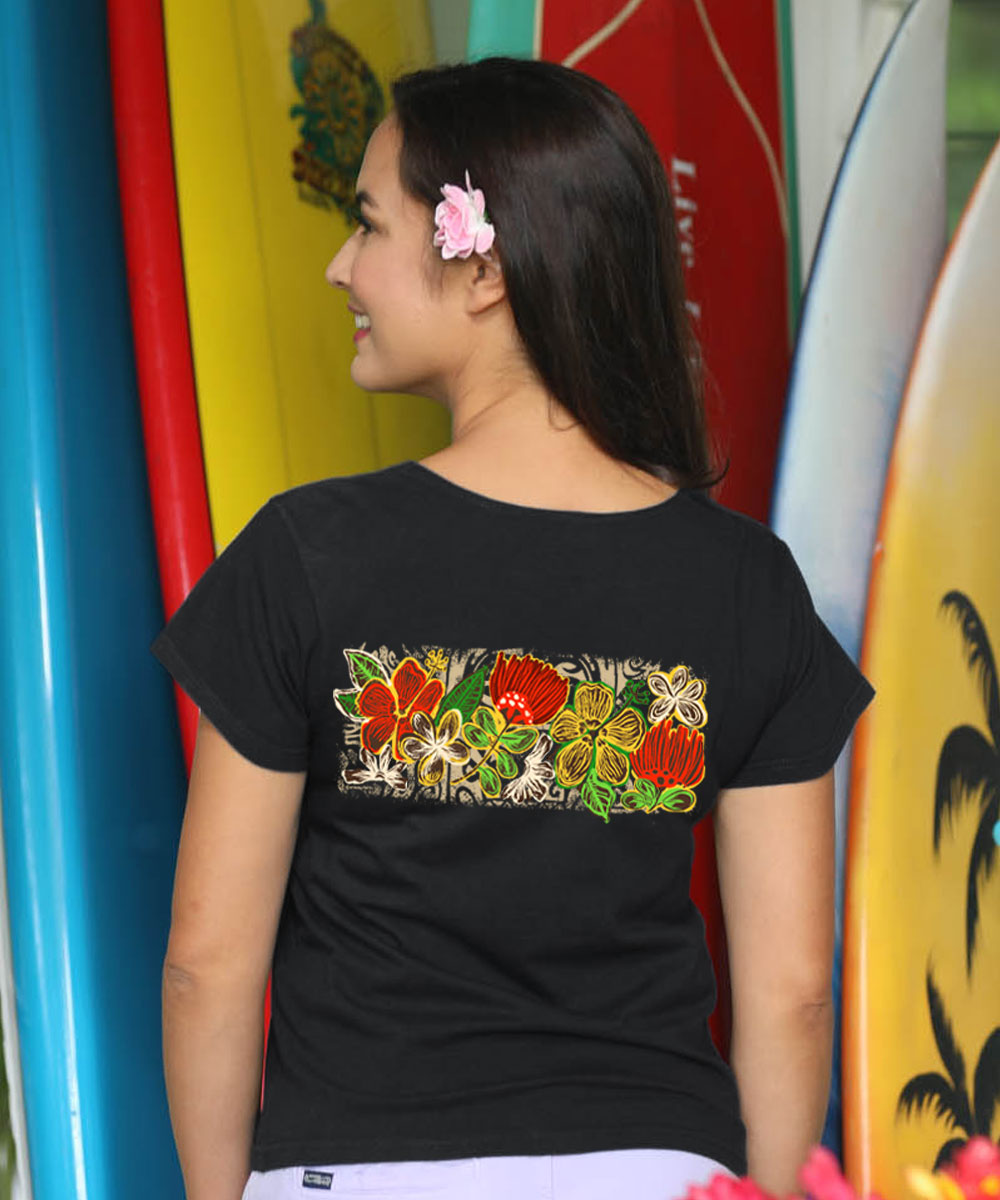 Pua Aina Band - Black Short Sleeve Scoop Neck T-Shirt View 3