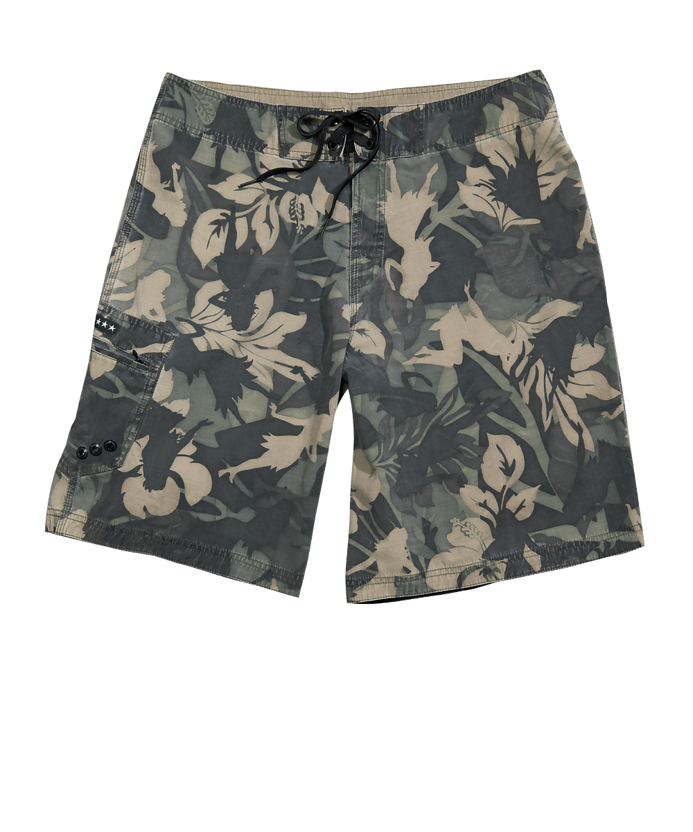 Hulaflage - Camo Green Floral Board Shorts Hulaflage - Camo Green Floral Board Shorts