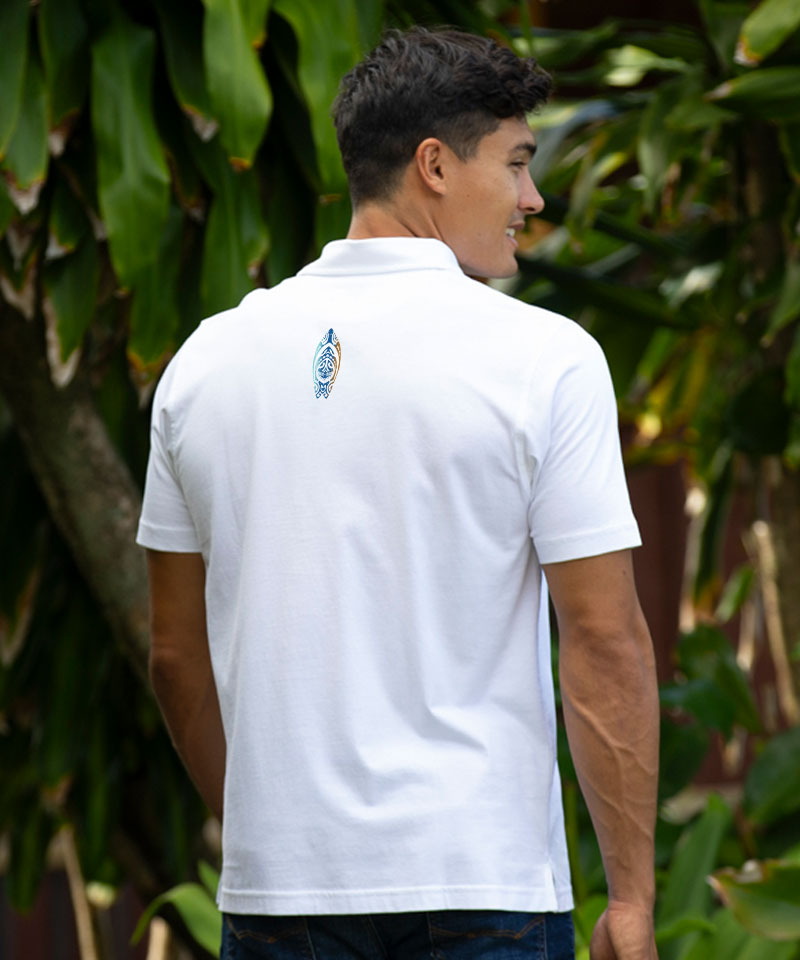 He'e Nalu Elima - White Short Sleeve Pima Polo