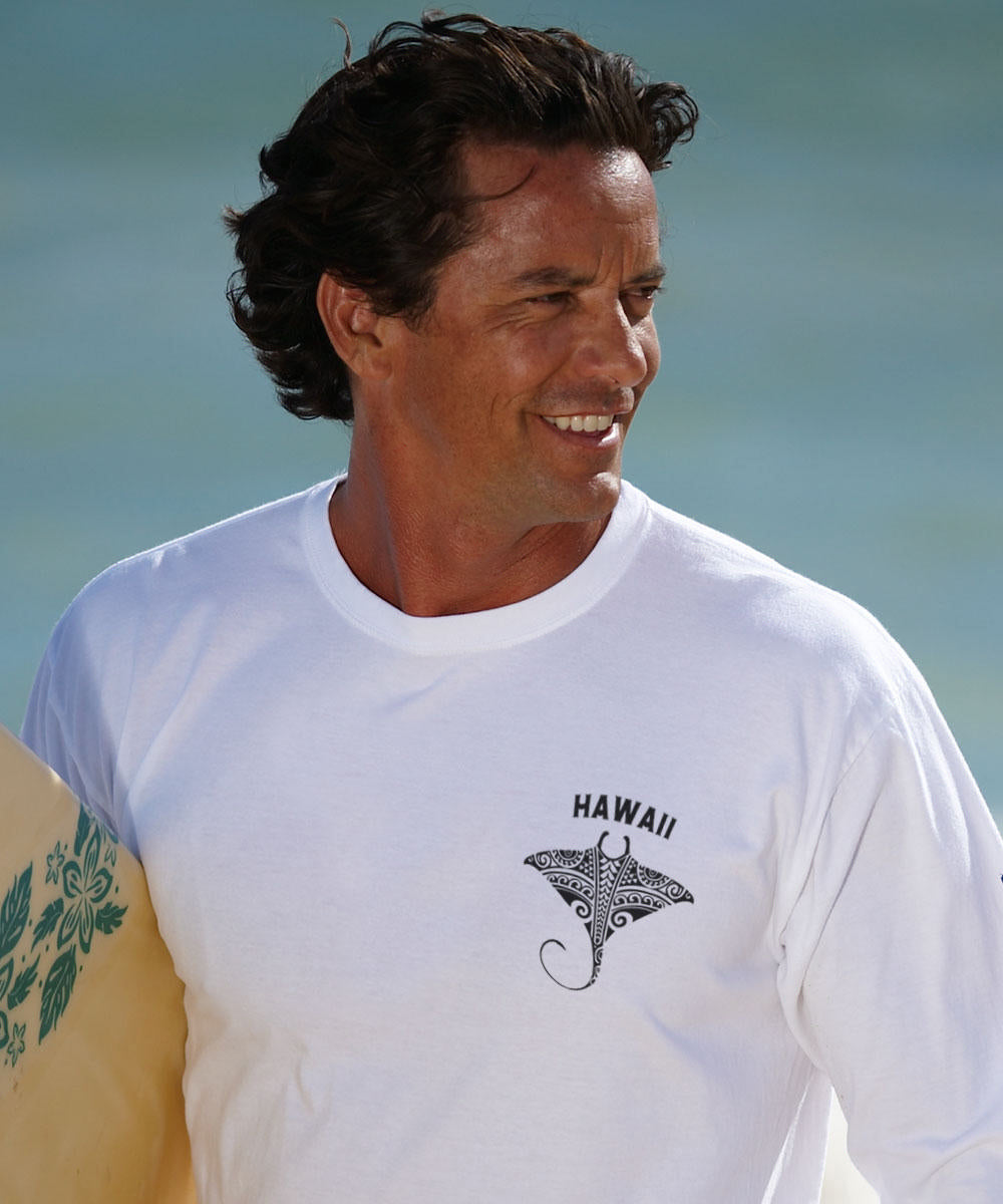 Kava Kava Ray - White Long Sleeve Crewneck T-Shirt