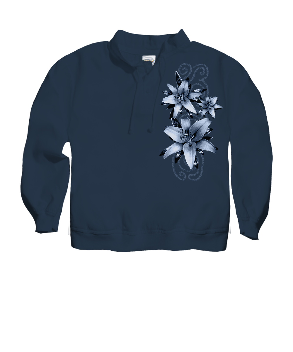 Lilies - Navy Long Sleeve Lightweight Pullover