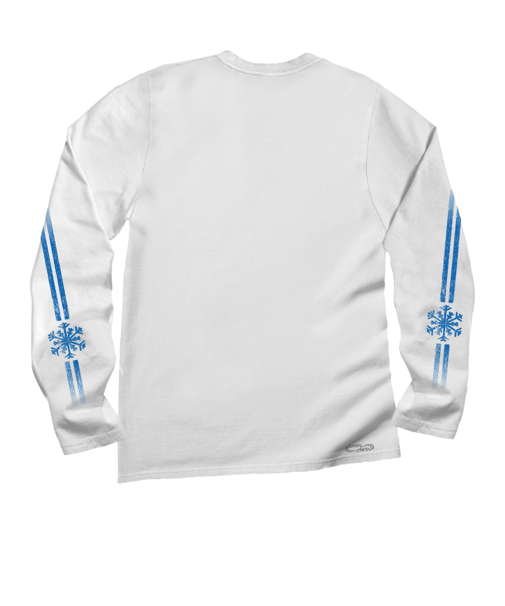 White long-sleeve shirt with blue accents on a white background View 4