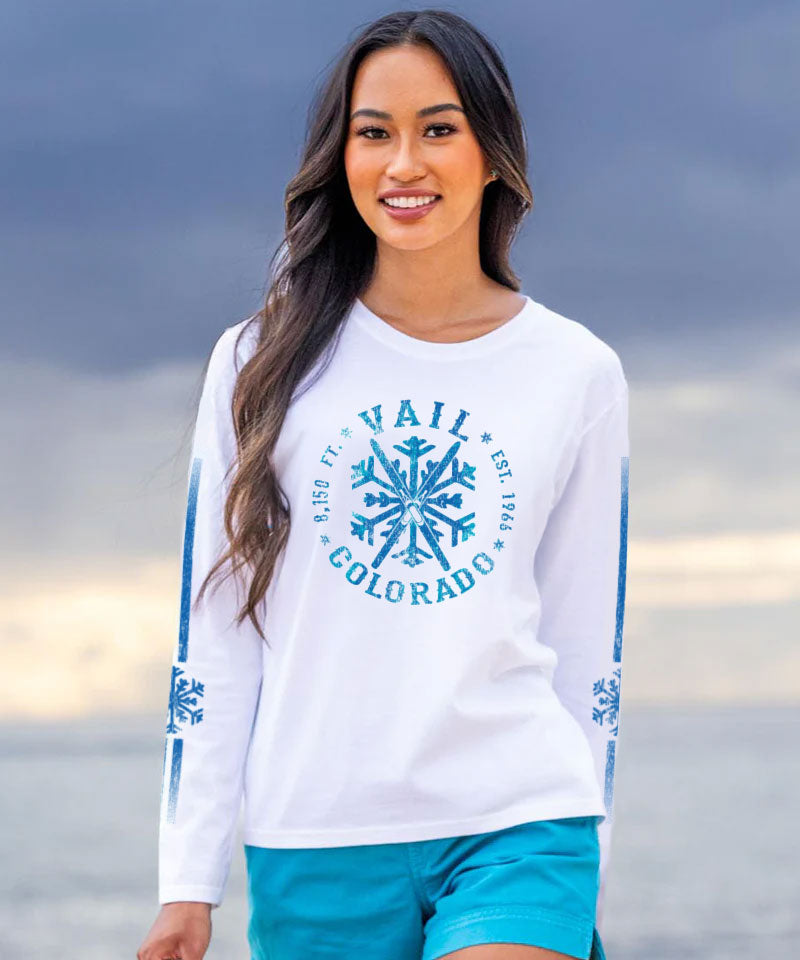 Snow Round - White Long Sleeve Crewneck T-Shirt