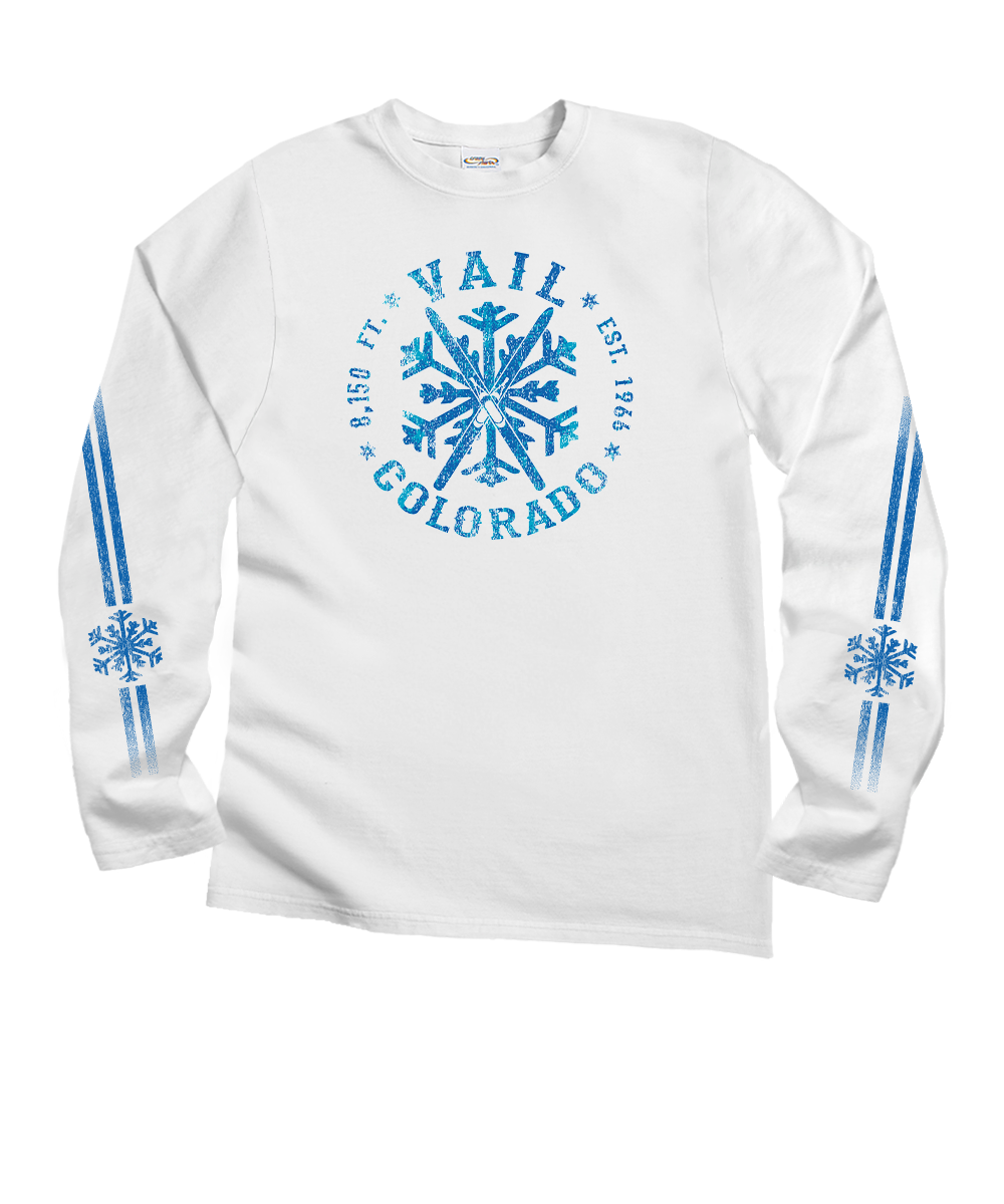 Snow Round - White Long Sleeve Crewneck T-Shirt
