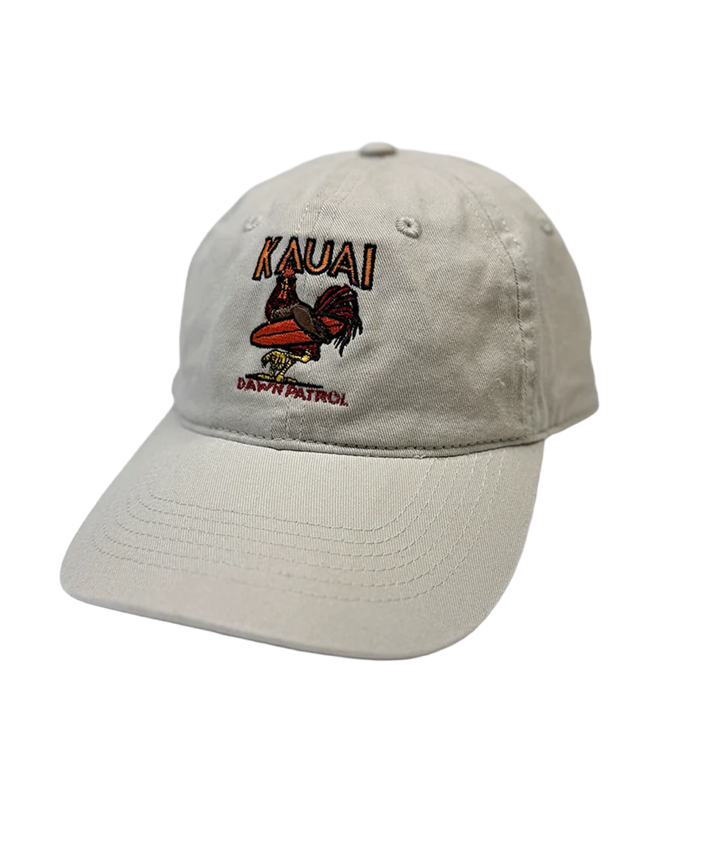Beige cap with 'Kauai' and rooster design on a white background View 1