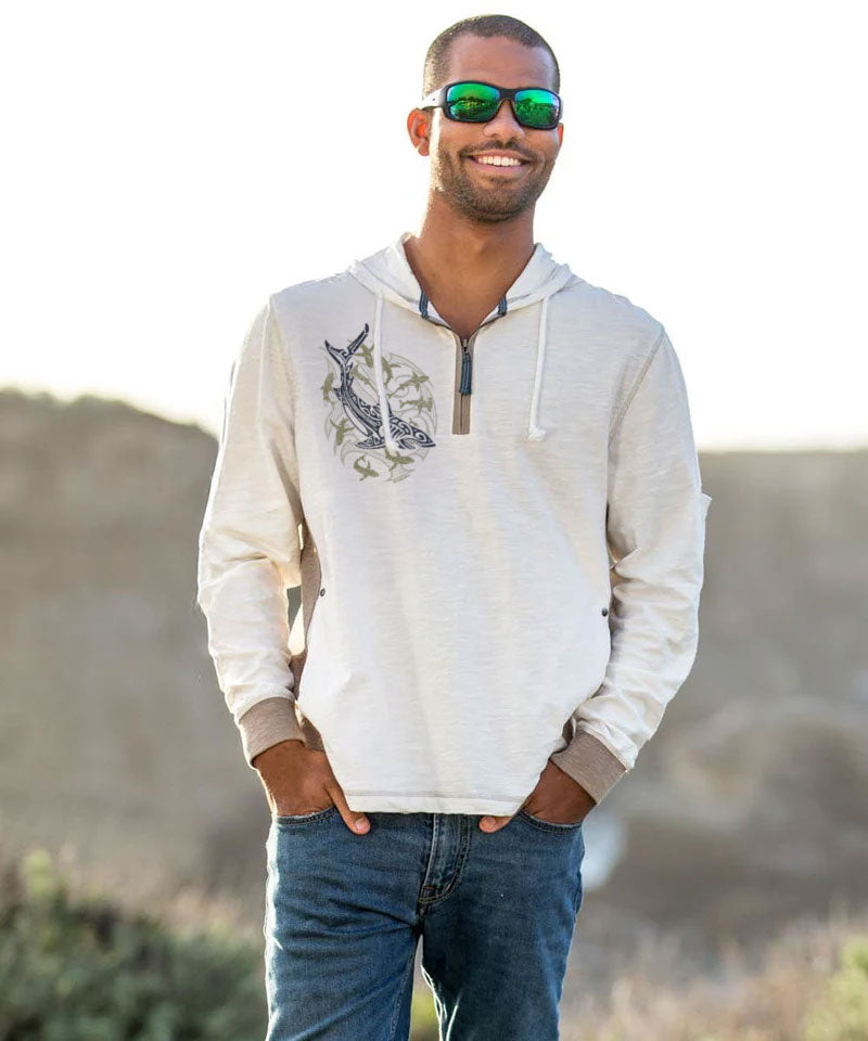 Tribal Mano School - Natural/Gray Long Sleeve Longboard Hooded Tee