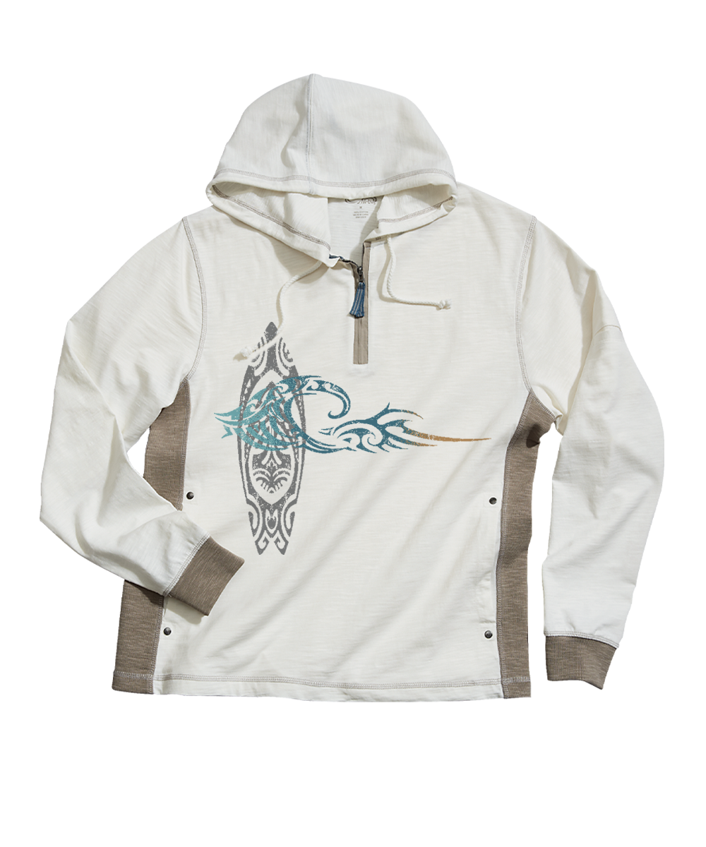 He'e Nalu Elima - Natural/Gray Long Sleeve Longboard Hooded Tee