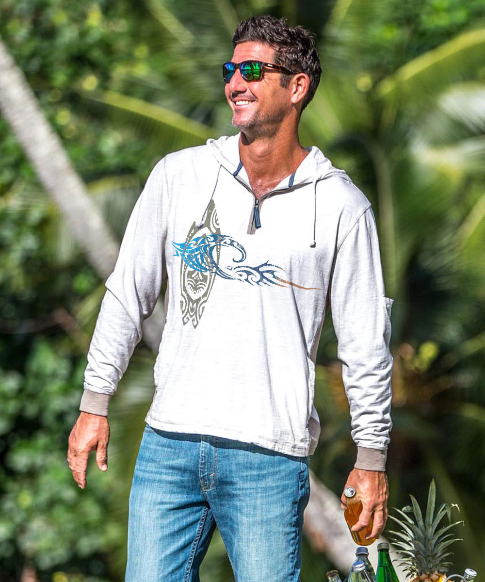 He'e Nalu Elima - Natural/Gray Long Sleeve Longboard Hooded Tee