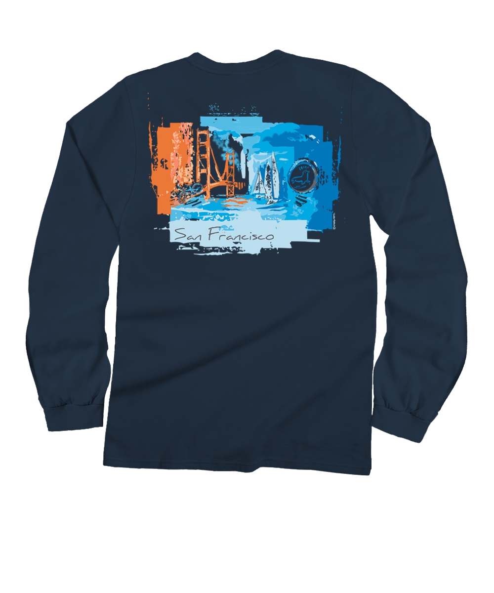 San Francisco Favs - Navy Long Sleeve Crewneck T-Shirt