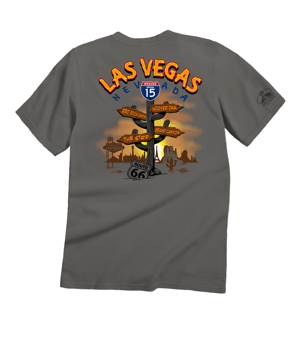 Las Vegas Signs T-Shirt | Men's Crater Dyed Grey Crewneck Las Vegas Signs T-Shirt | Men's Crater Dyed Grey Crewneck