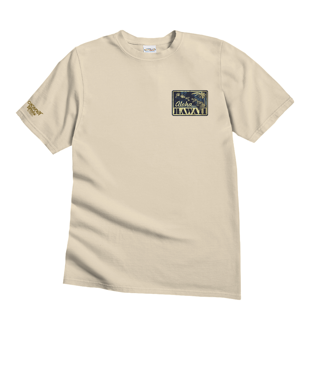 Beige t-shirt with a graphic on a white background View 4