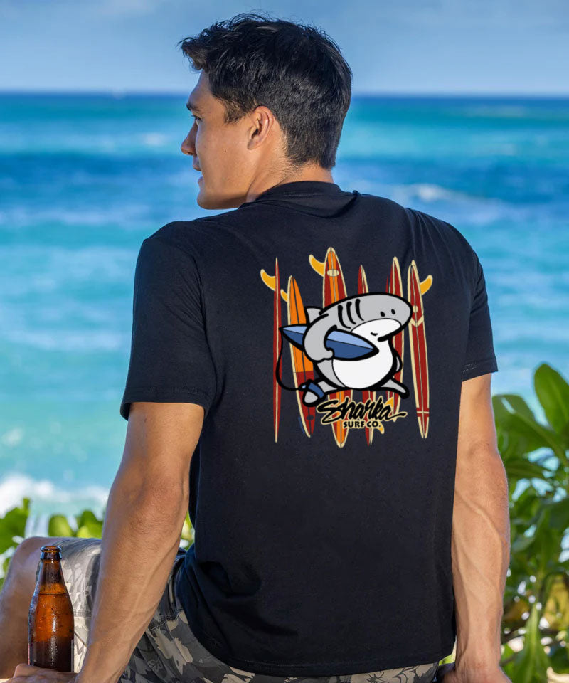 Sharka™ Surfboards - Black Short Sleeve Crewneck T-Shirt