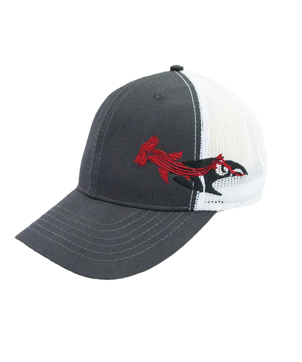 Woodcut Shark - Charcoal Trucker Hat