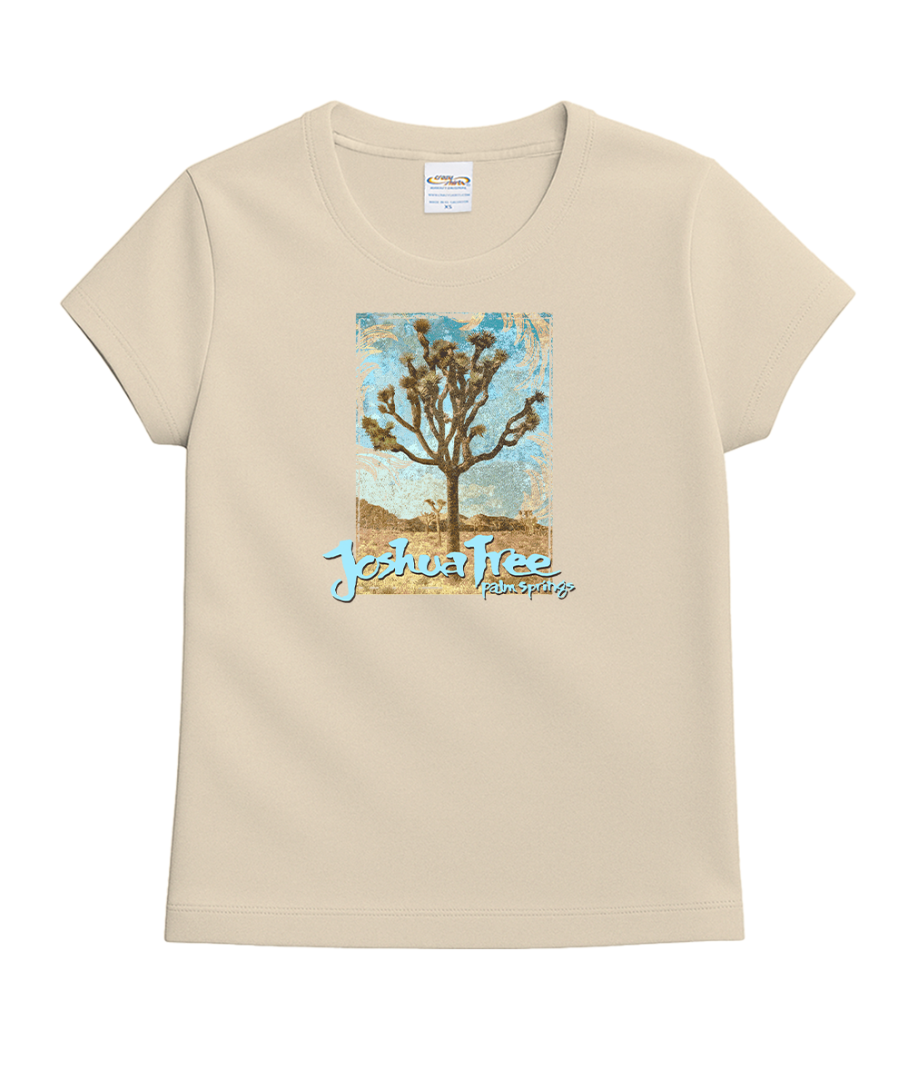 Beige t-shirt with a Joshua Tree graphic and text on a white background View 1