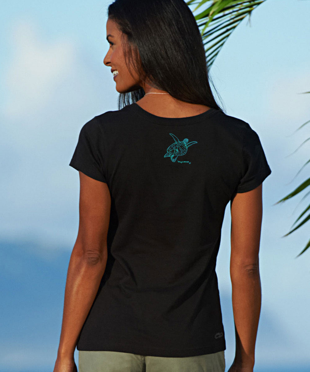 Wyland® Sea Turtle Band - Jet Black Short Sleeve Pima T-Shirt