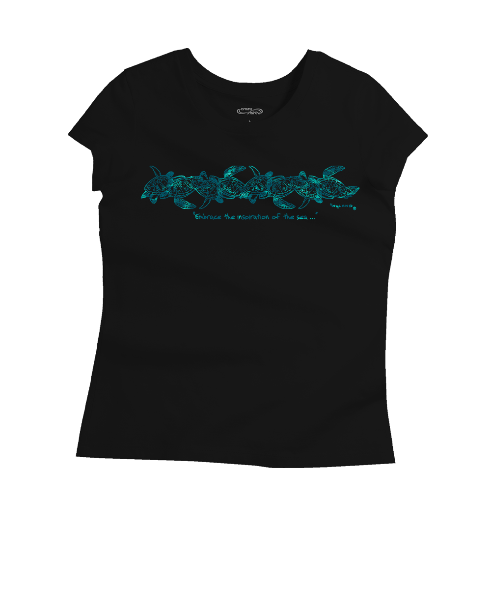 Wyland® Sea Turtle Band - Jet Black Short Sleeve Pima T-Shirt