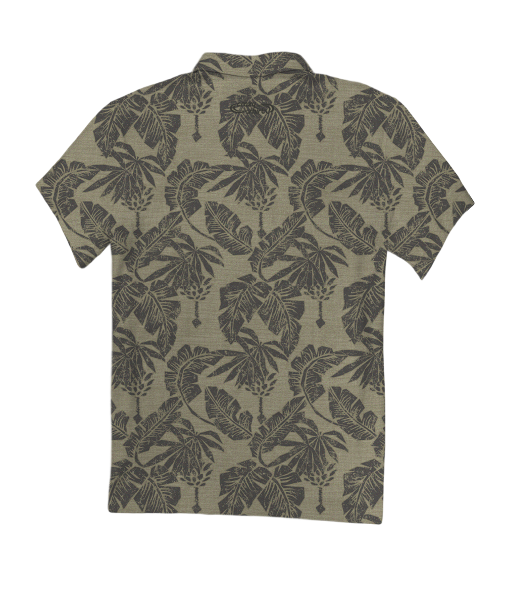 E Komo Mai - Tan Short Sleeve Hawaiian Polo Shirt