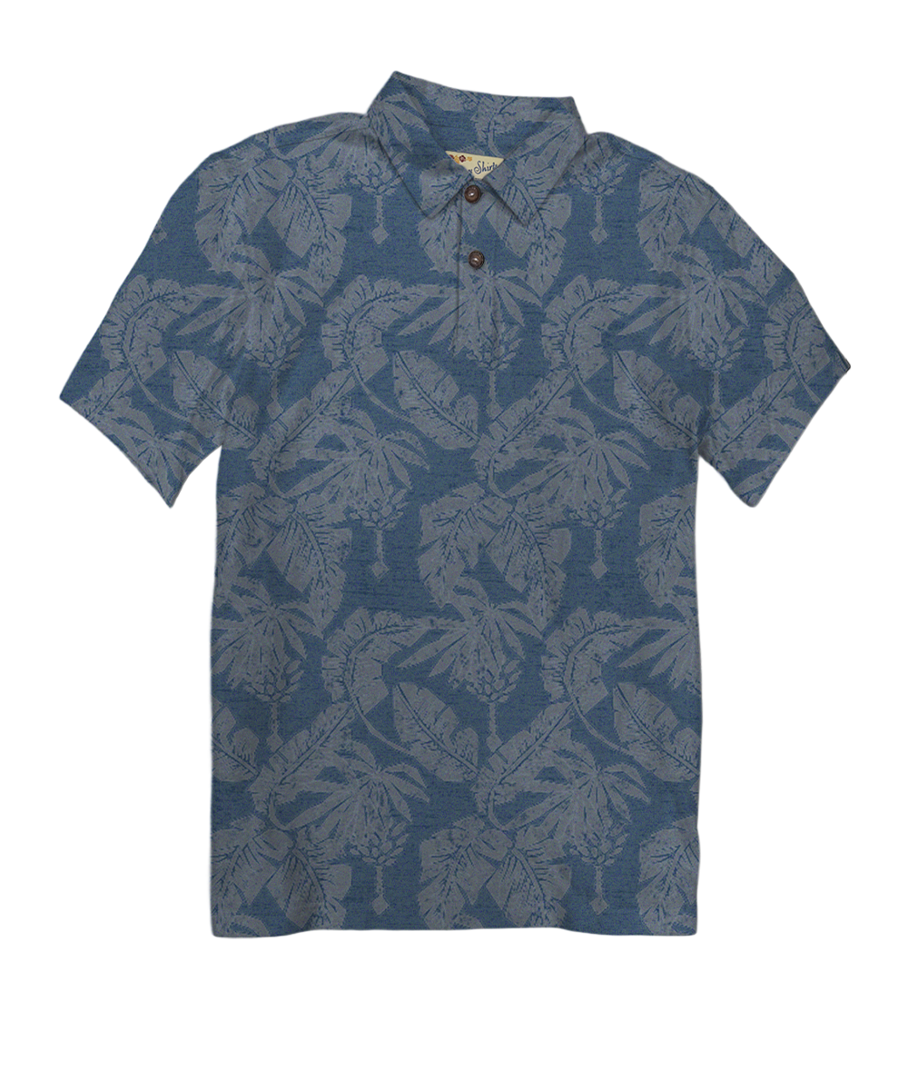 E Komo Mai - Deep Sea Short Sleeve Hawaiian Polo Shirt
