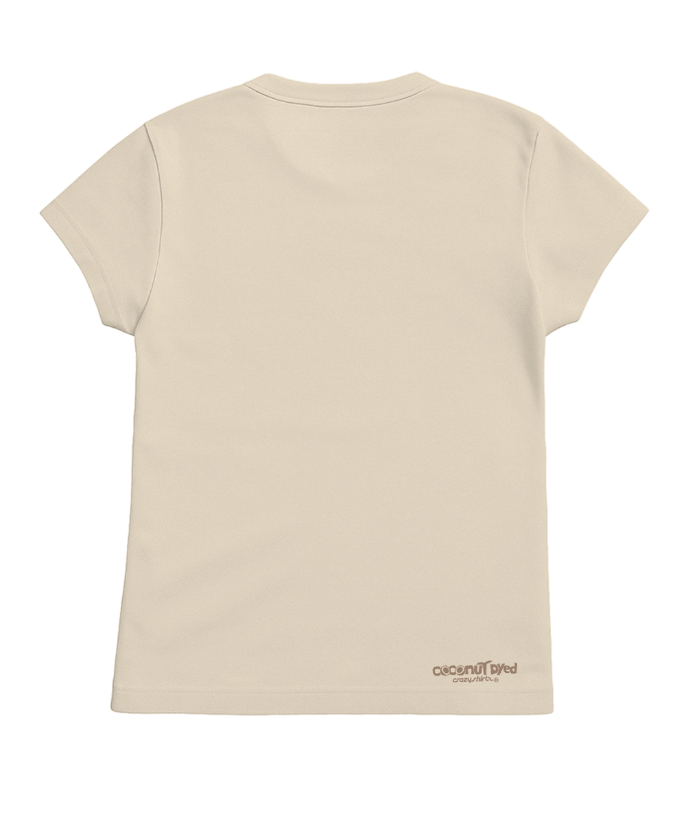 Beige t-shirt with a logo on the back on a white background View 4