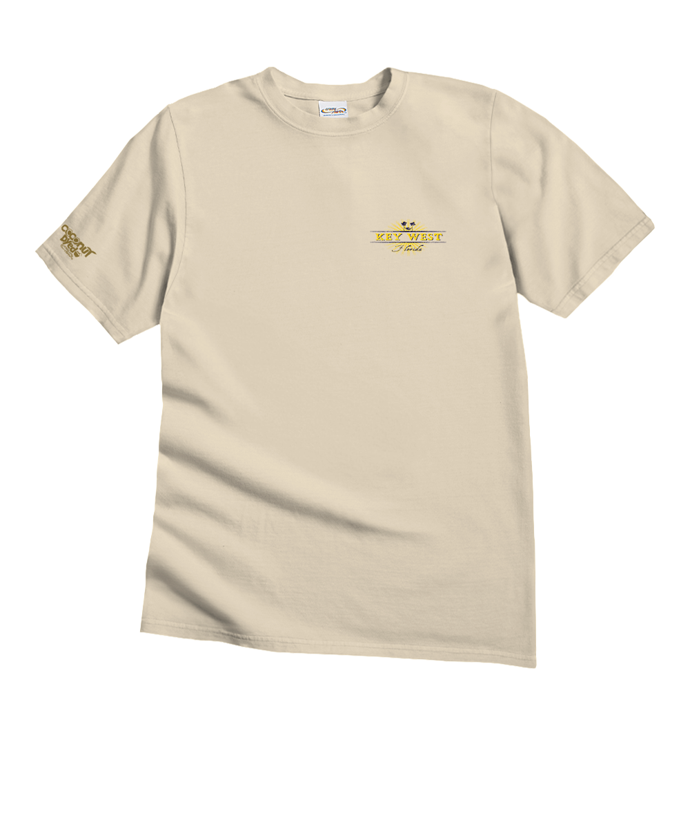 Beige t-shirt with logo on white background View 4
