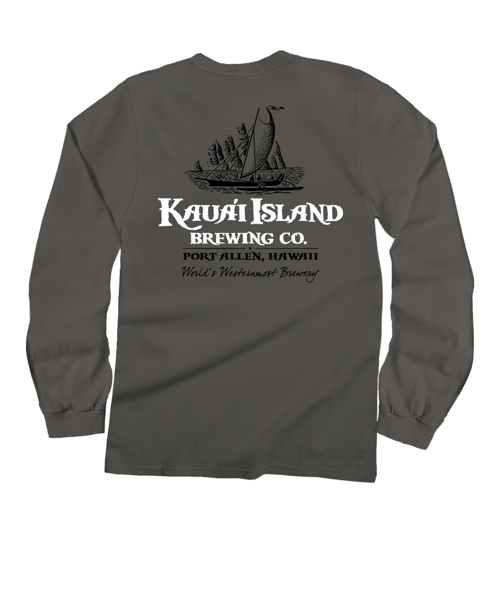 Gray long-sleeve shirt with Kauai Island Brewing Co. logo on the back View 1
