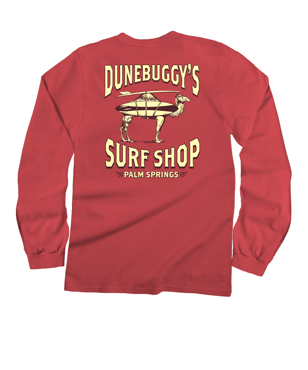 Dune Buggy Surf - Paradise Red Dyed Long Sleeve Crewneck T-Shirt