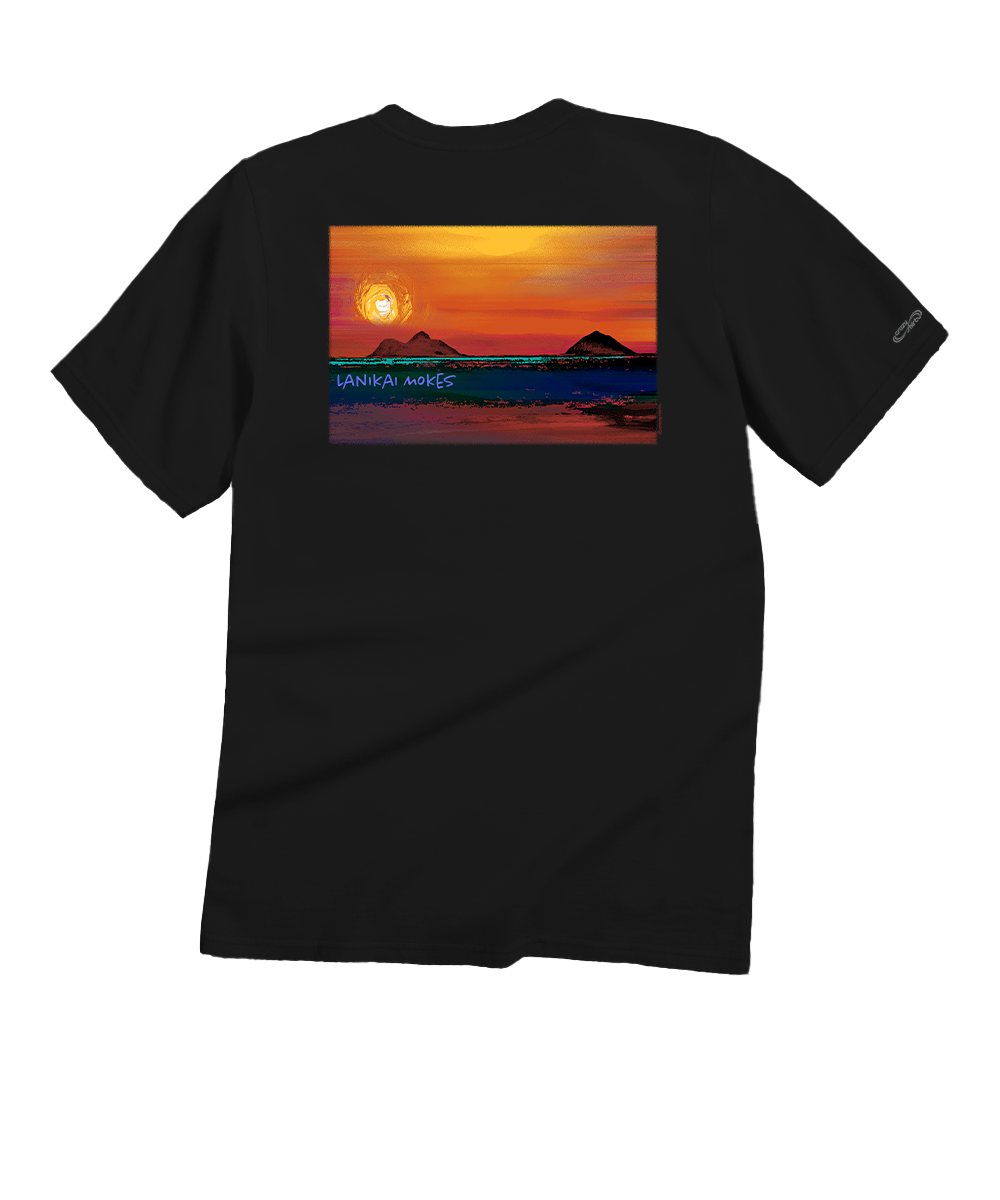 Lanikai Sun - Black Short Sleeve Crewneck T-Shirt