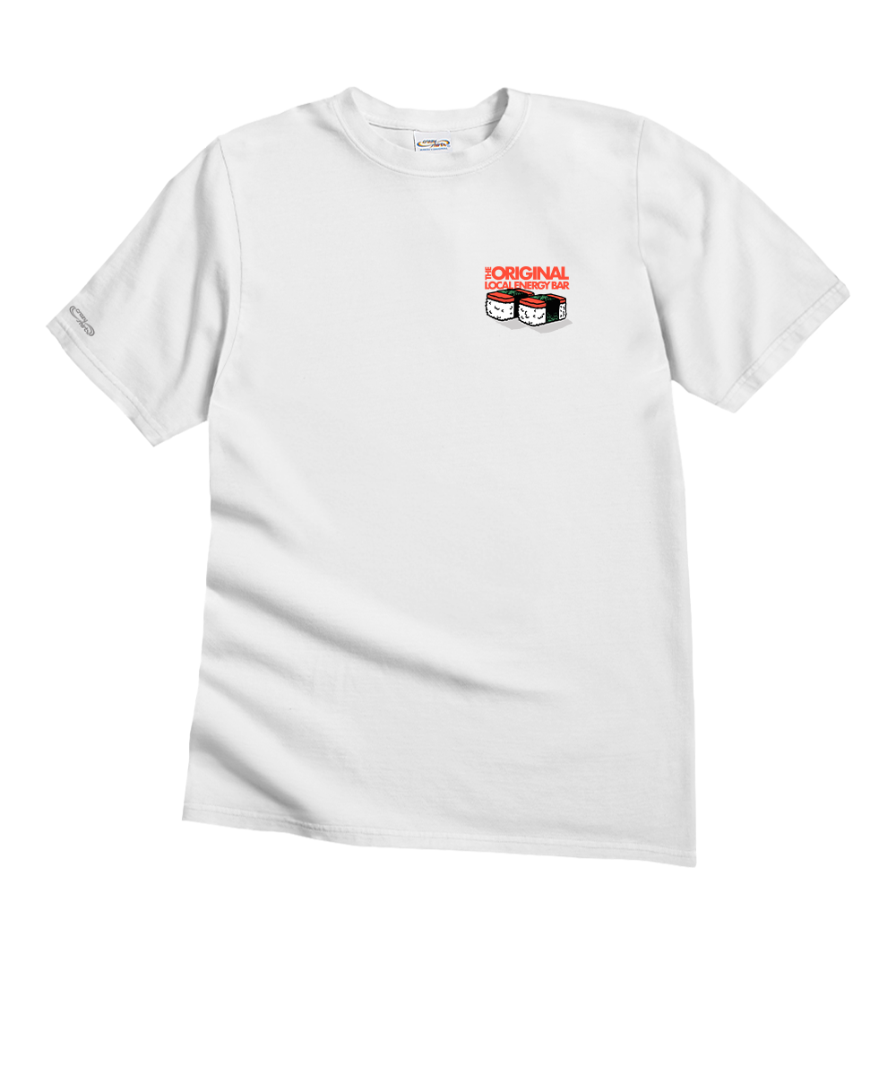 White t-shirt with a logo on the chest against a white background View 4