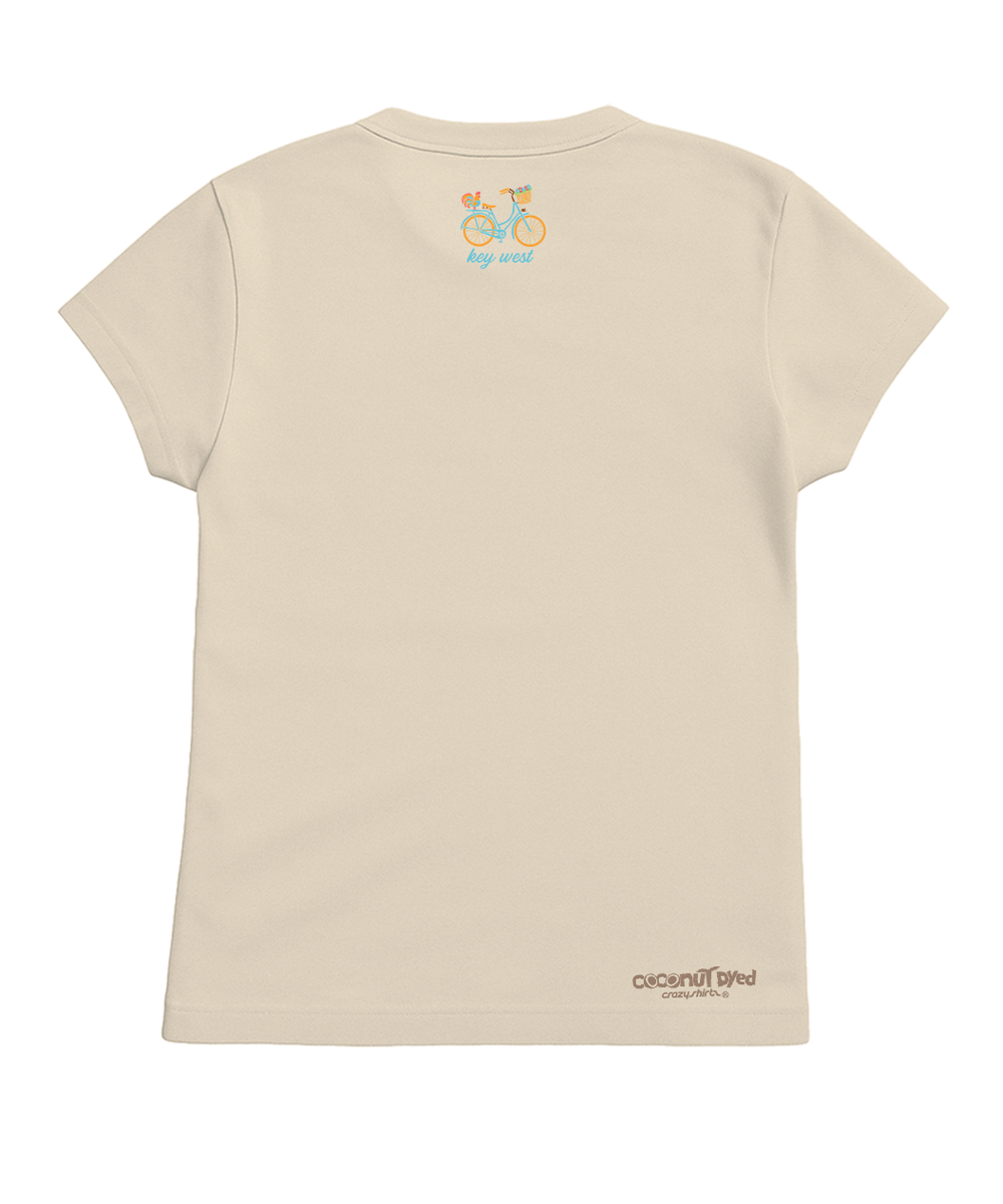 Beige t-shirt with a logo on the back on a white background View 4