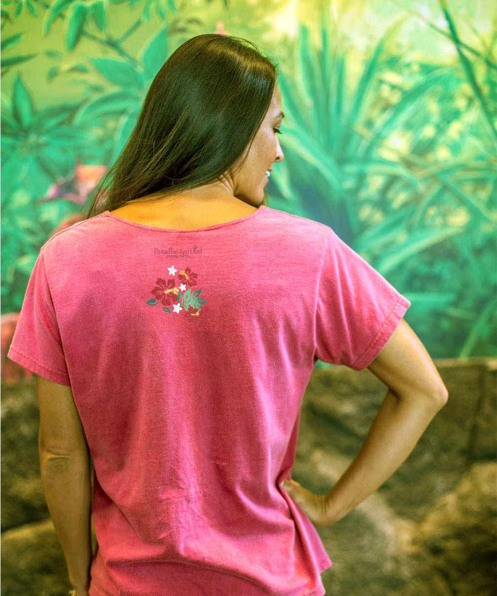 Kilauea Bloom - Paradise Red Dyed Short Sleeve Scoop Neck T-Shirt