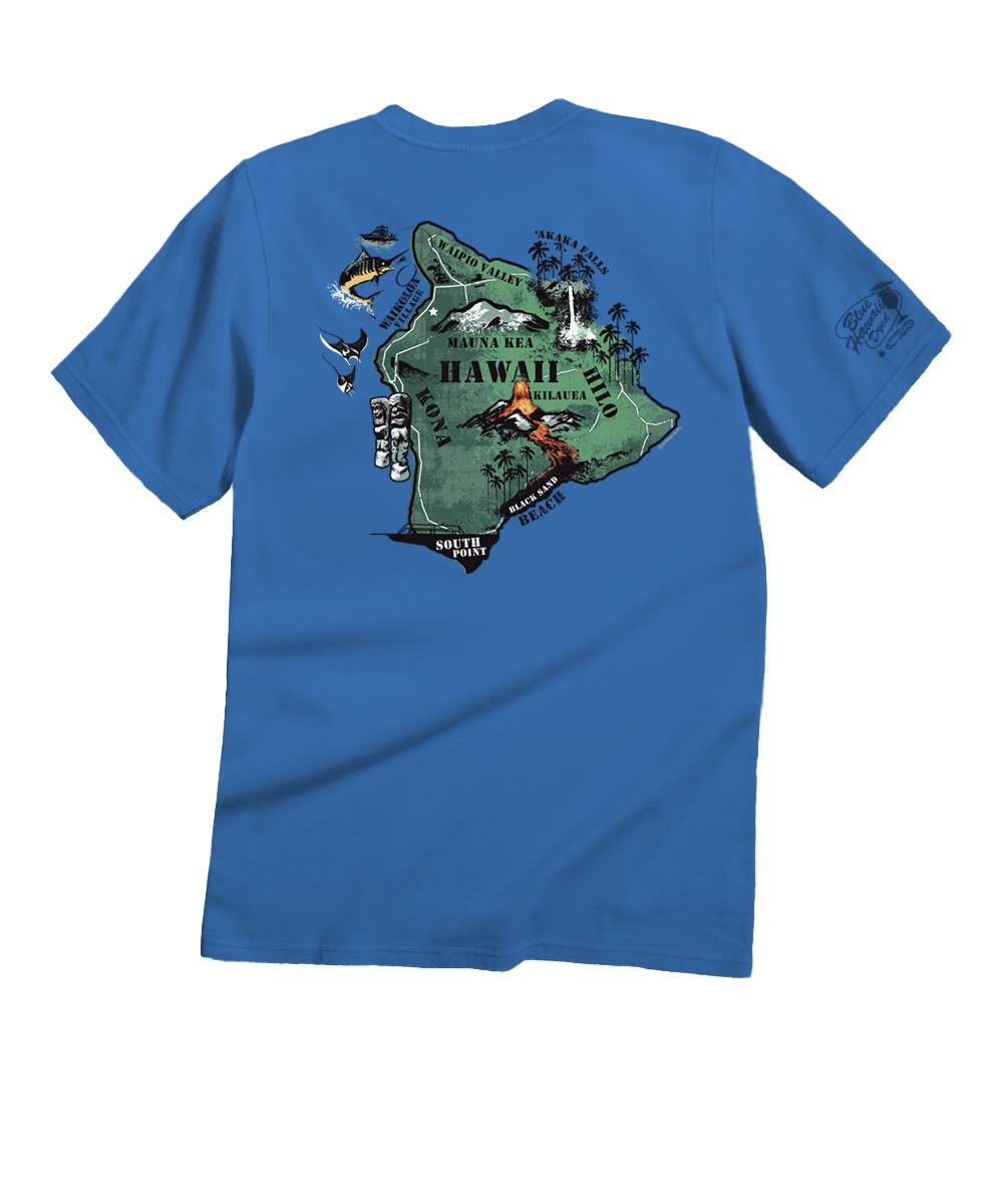 トップス i shii Clubman t-shirt Destination Big Island - Blue Hawaii Short Sleeve Crewneck T-Shirt