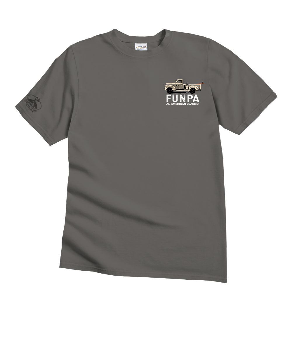 Gray t-shirt with a logo on a white background View 4