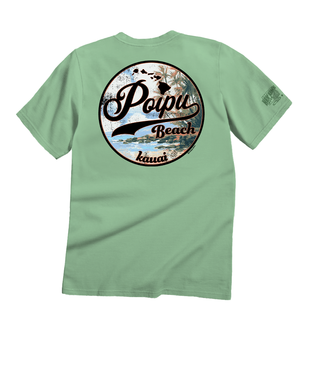Poipu Beach Cruisin - Key Lime Dyed Short Sleeve Crewneck T-Shirt