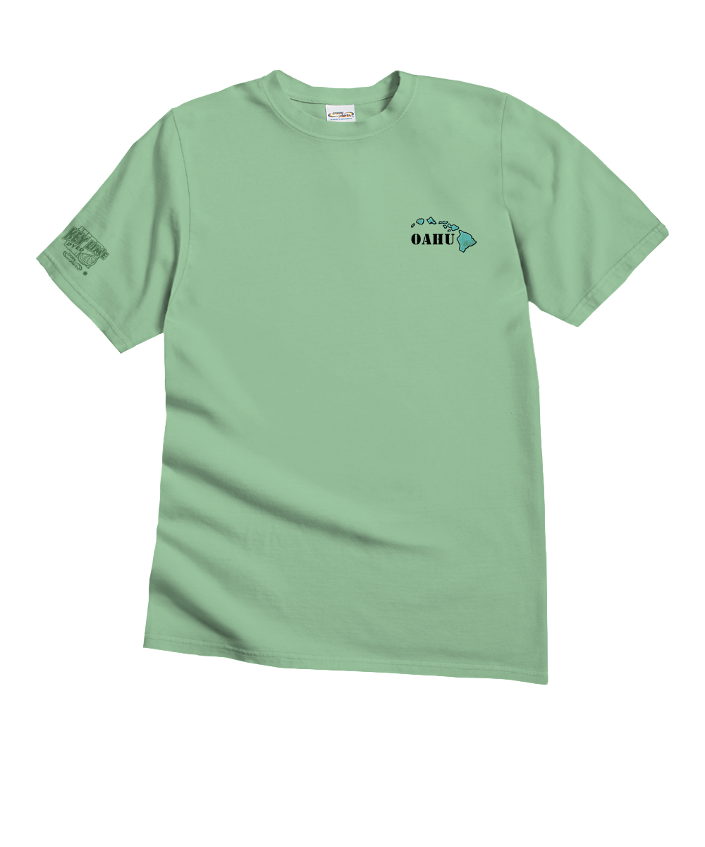 Green t-shirt with logo on white background View 4