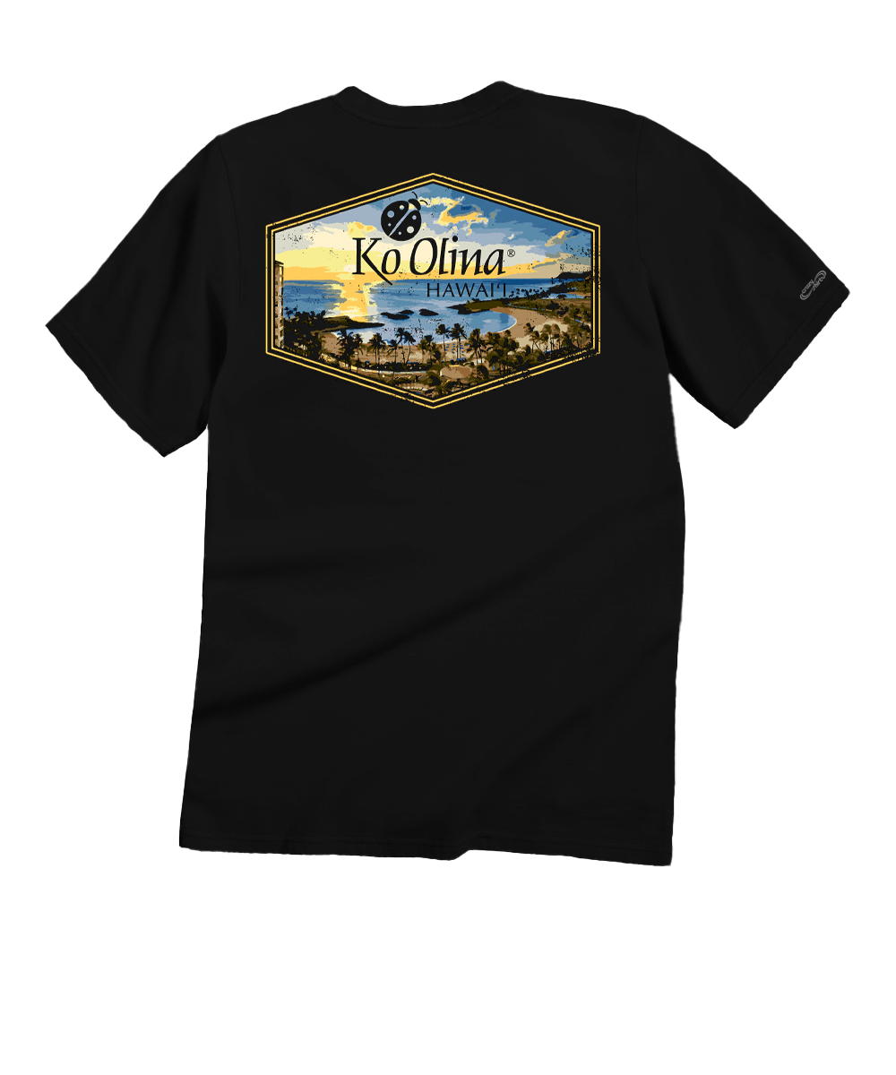 Koolina Lagoon Sunset T-Shirt | Men's Black Crewneck Tee