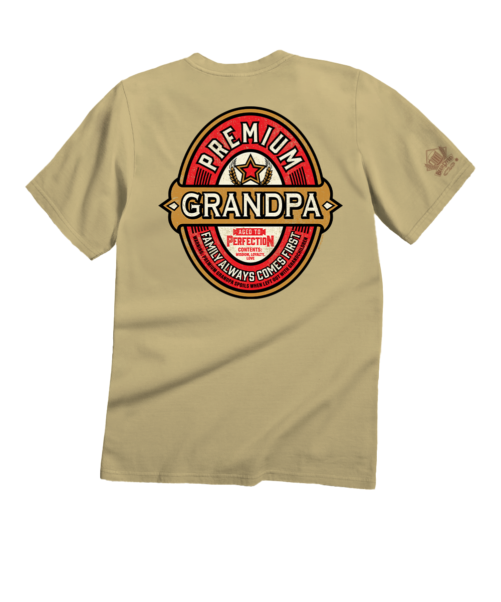 Premium Grandpa T-Shirt | Men's Pale Ale Dyed Crewneck Premium Grandpa T-Shirt | Men's Pale Ale Dyed Crewneck