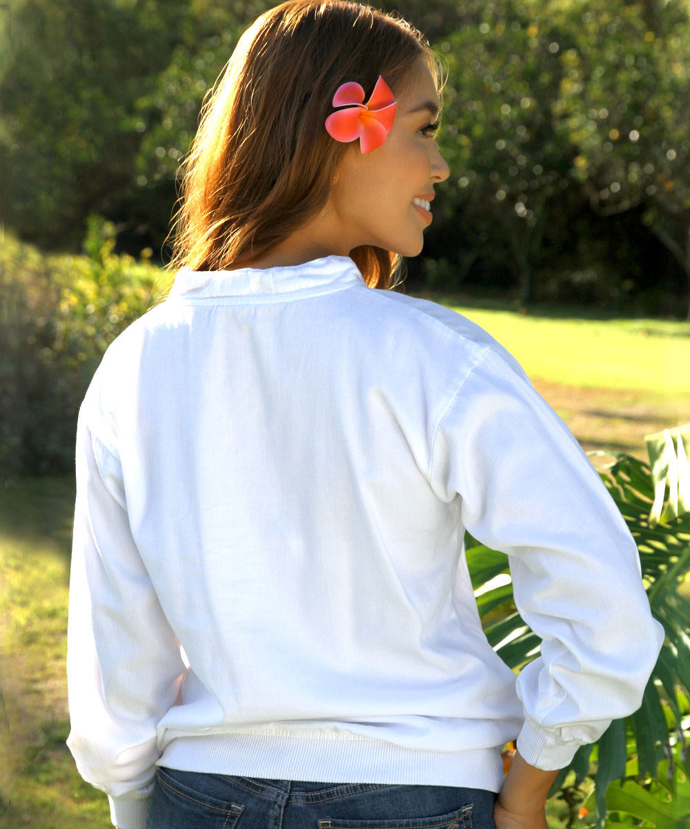 Rainforest Elua - White Long Sleeve Lightweight Pullover