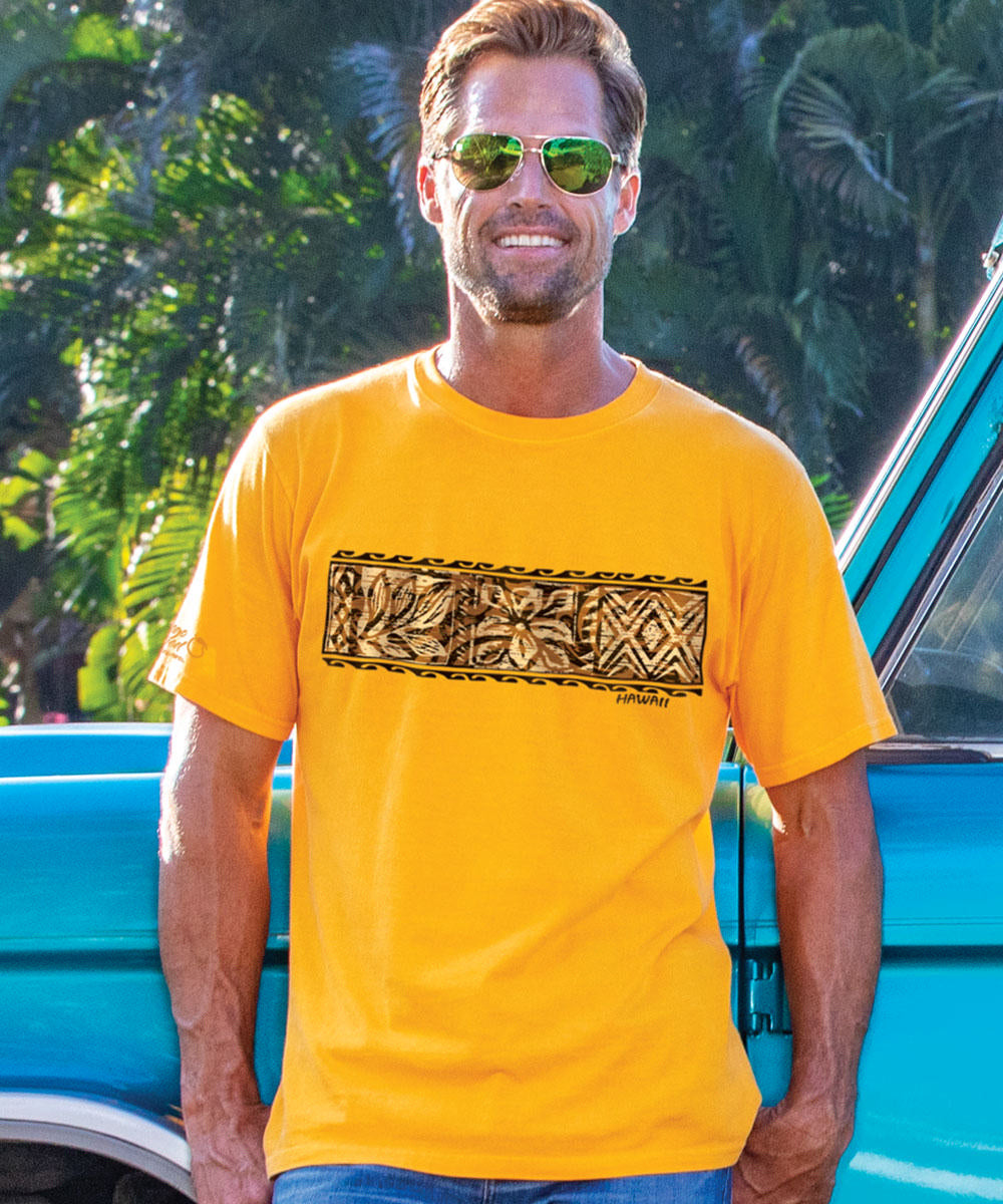 Ethnic Tapa Band - Mango Dyed Short Sleeve Crewneck T-Shirt View 2