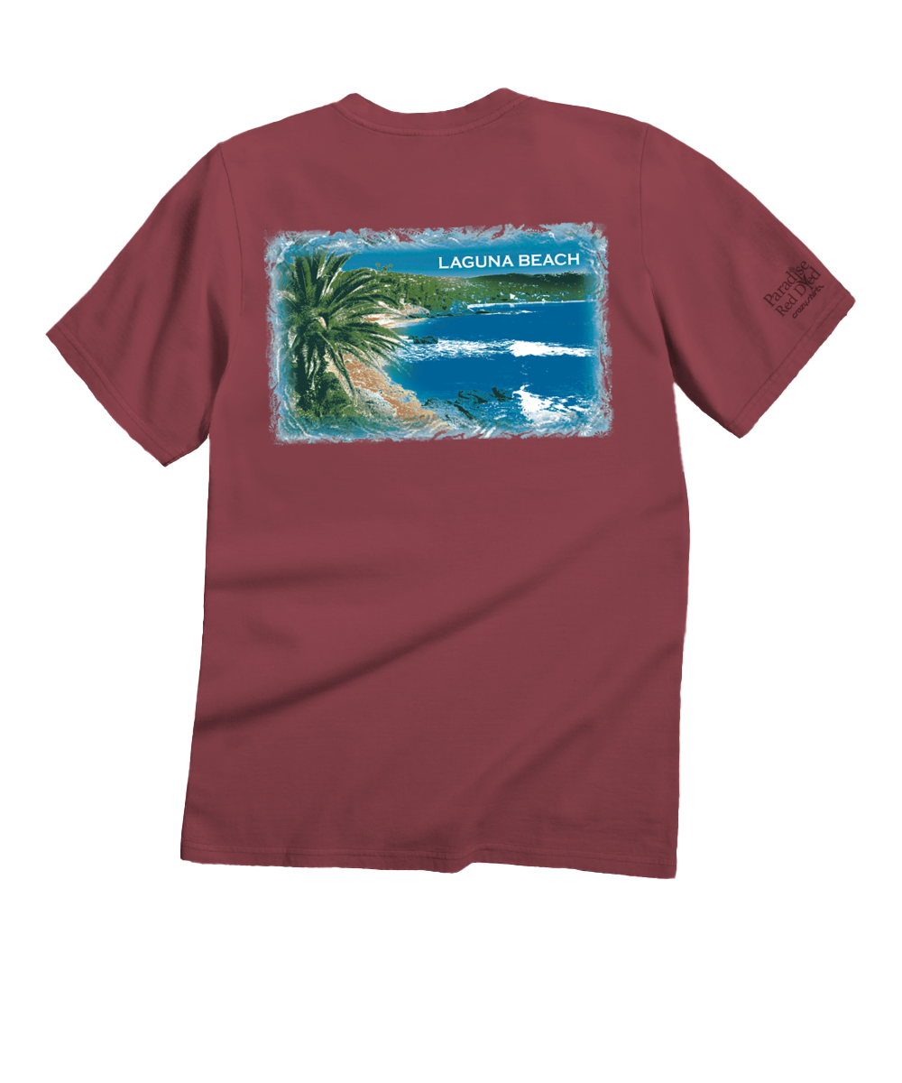 Laguna Beach Scenic T-Shirt | Men's Paradise Red Dyed Crewneck