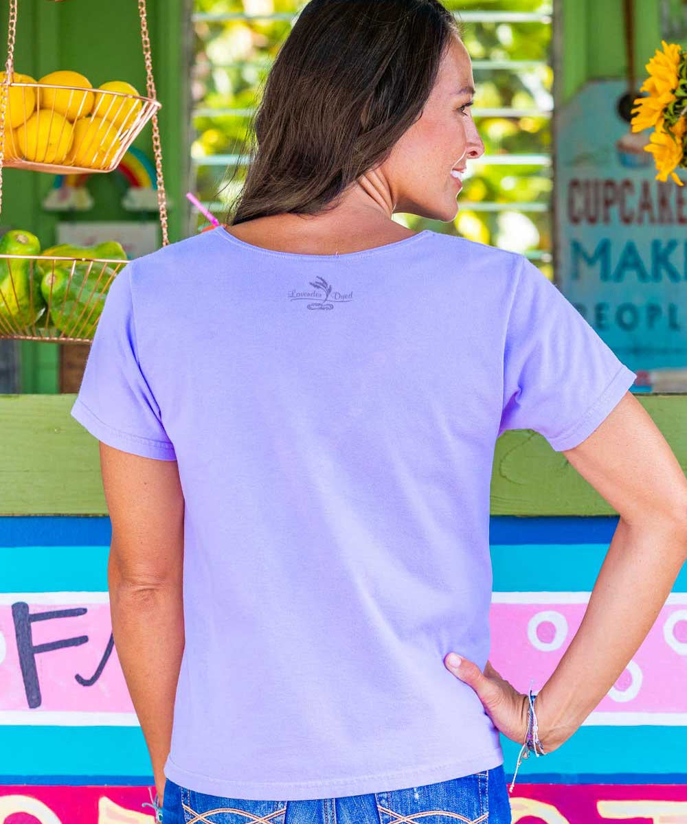 Tropical Quilt - Lavender Dyed Short Sleeve Scoop Neck T-Shirt