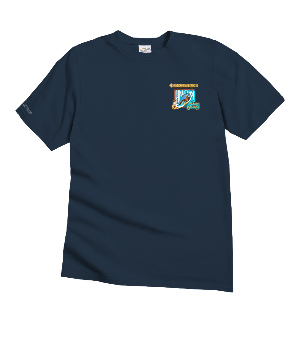 Haleiwa North Shore Signage - Navy Short Sleeve Crewneck T-Shirt