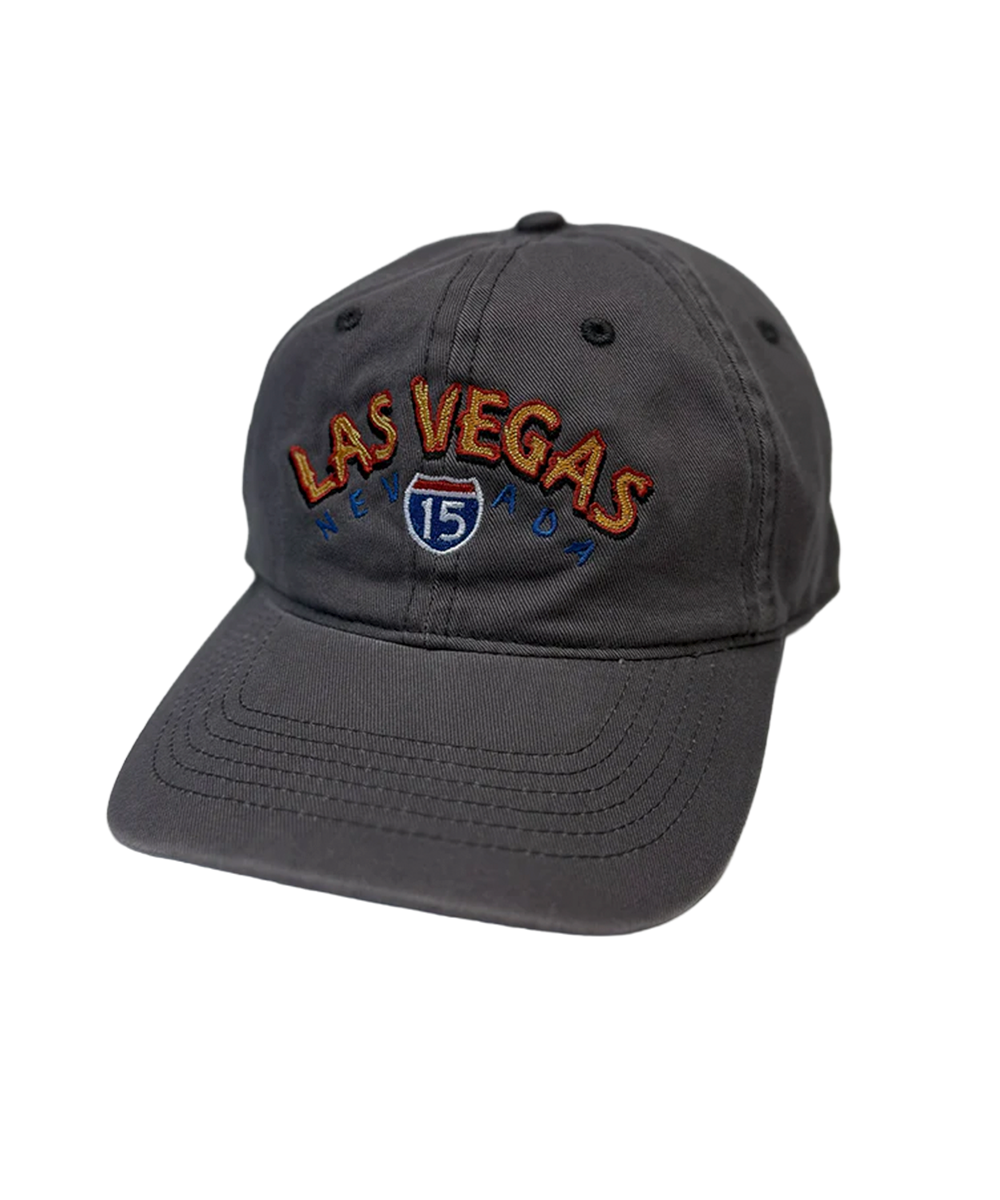 Dark gray cap with 'Las Vegas' and a route 15 logo on a white background View 1