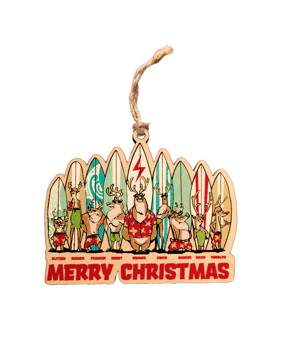 Reindeer Surfing Lesson - Maplewood Ornament